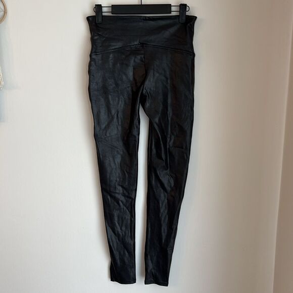 Spanx Women Black Faux Leather Leggings stretch size large new with tags! - Picture 8 of 12